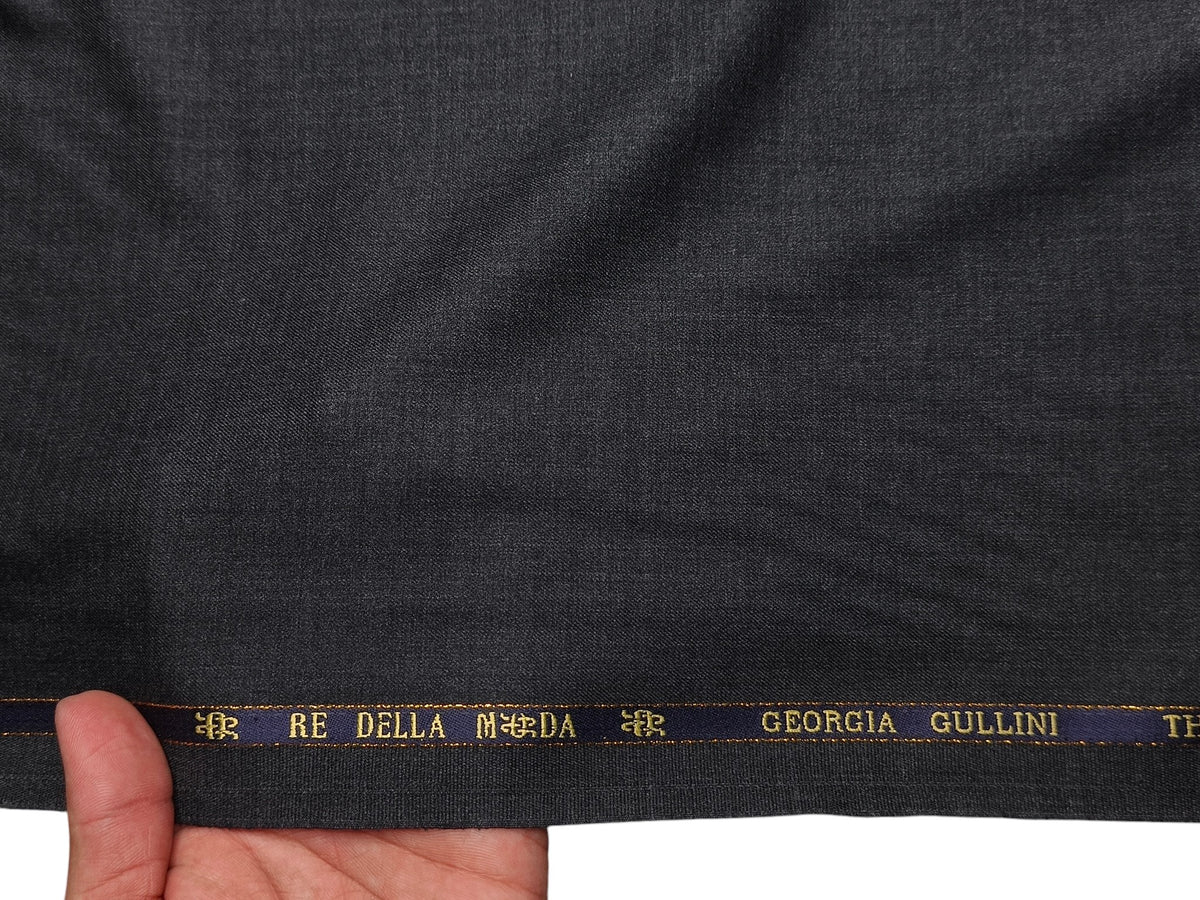 Georgia Gullini Italy Re Della Moda 70% Wool Super 160s Wool Blended Premium Suiting Fabric (Charcoal Grey, Plain)