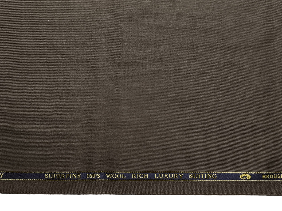 Georgia Gullini Italy Re Della Moda 70% Wool Super 160s Wool Blended Premium Suiting Fabric (Olive Brown, Plain)