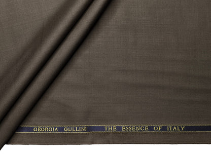 Georgia Gullini Italy Re Della Moda 70% Wool Super 160s Wool Blended Premium Suiting Fabric (Olive Brown, Plain)