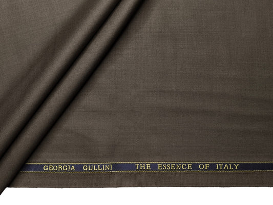 Georgia Gullini Italy Re Della Moda 70% Wool Super 160s Wool Blended Premium Suiting Fabric (Olive Brown, Plain)