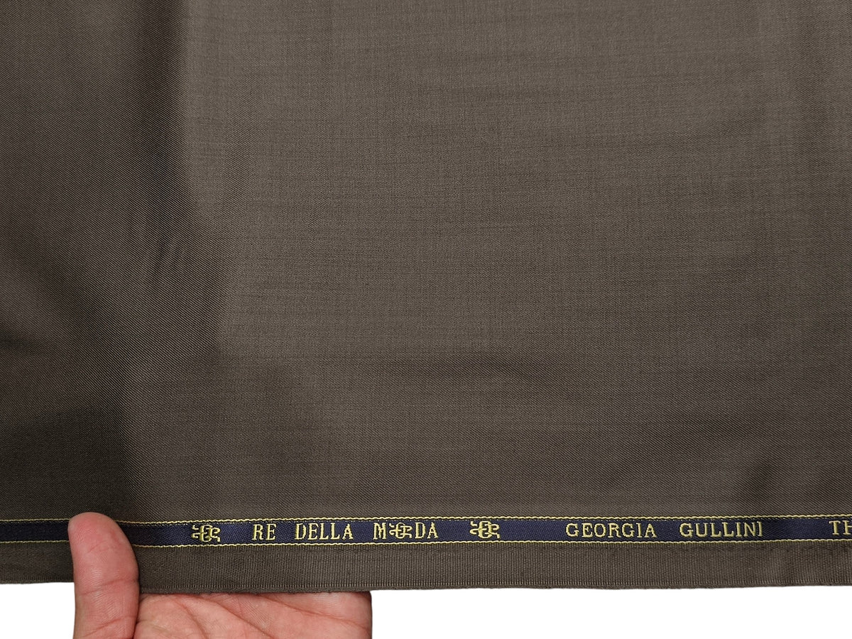 Georgia Gullini Italy Re Della Moda 70% Wool Super 160s Wool Blended Premium Suiting Fabric (Olive Brown, Plain)