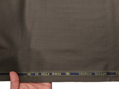 Georgia Gullini Italy Re Della Moda 70% Wool Super 160s Wool Blended Premium Suiting Fabric (Olive Brown, Plain)