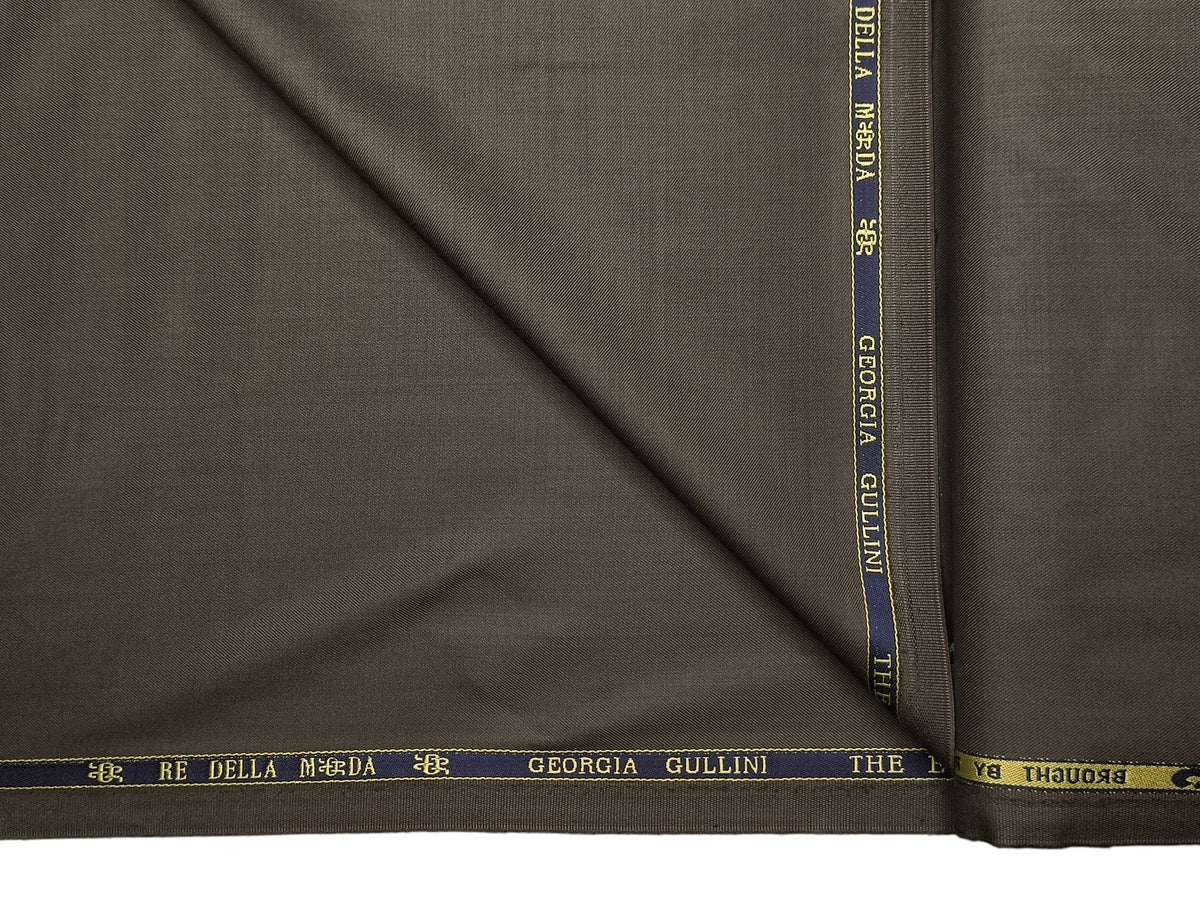 Georgia Gullini Italy Re Della Moda 70% Wool Super 160s Wool Blended Premium Suiting Fabric (Olive Brown, Plain)