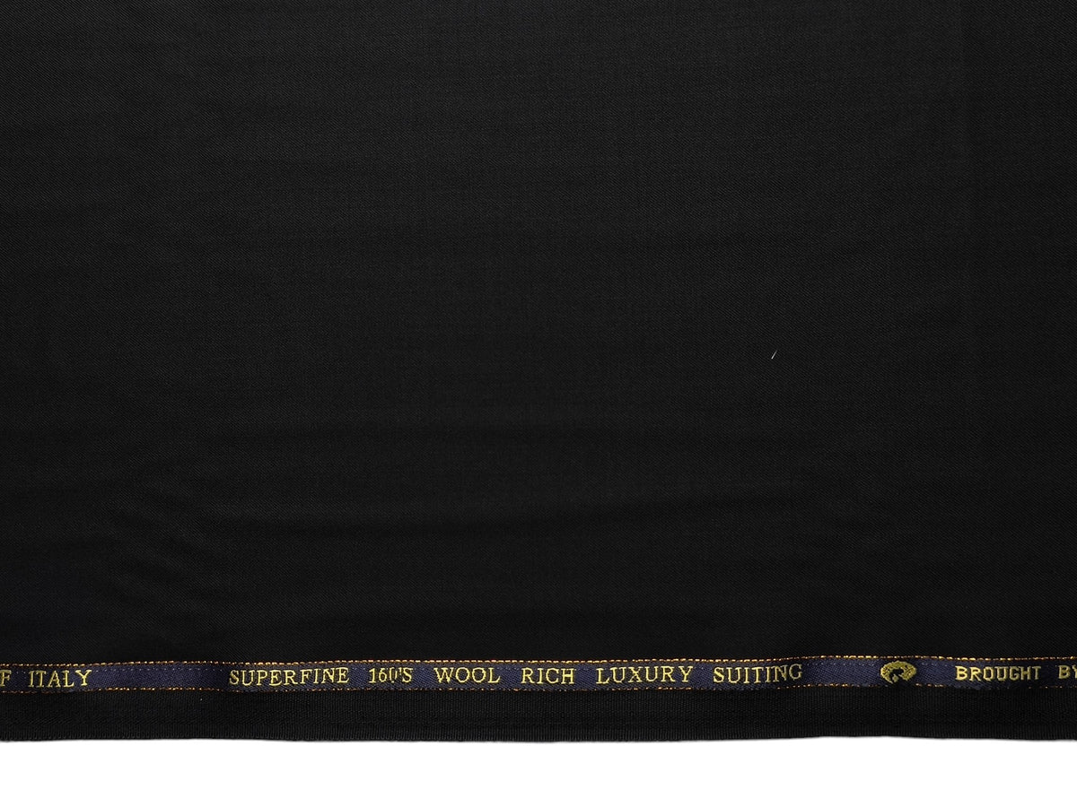 Georgia Gullini Italy Re Della Moda 70% Wool Super 160s Wool Blended Premium Suiting Fabric (Black, Plain)