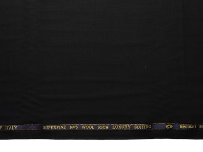Georgia Gullini Italy Re Della Moda 70% Wool Super 160s Wool Blended Premium Suiting Fabric (Black, Plain)