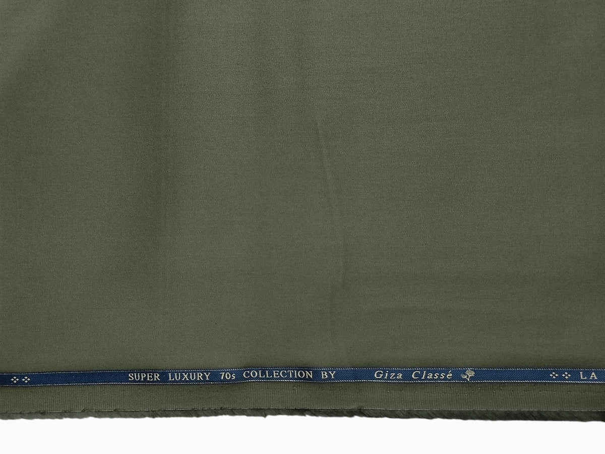 Giza Classé 70s 100% Giza Cotton Premium Shirting Fabric (Dark Olive Green, Plain)