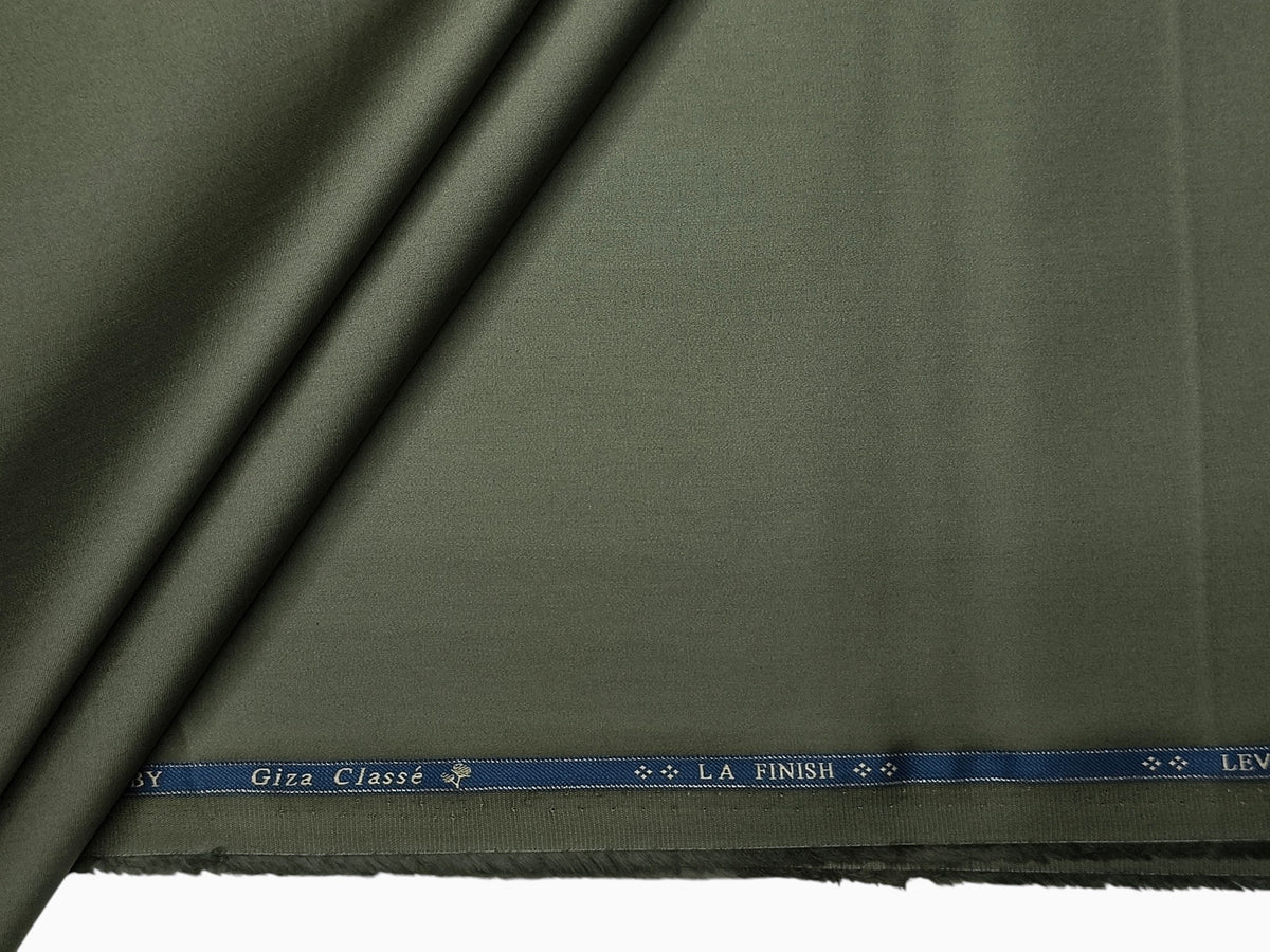 Giza Classé 70s 100% Giza Cotton Premium Shirting Fabric (Dark Olive Green, Plain)