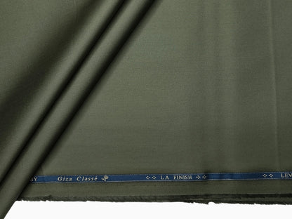Giza Classé 70s 100% Giza Cotton Premium Shirting Fabric (Dark Olive Green, Plain)