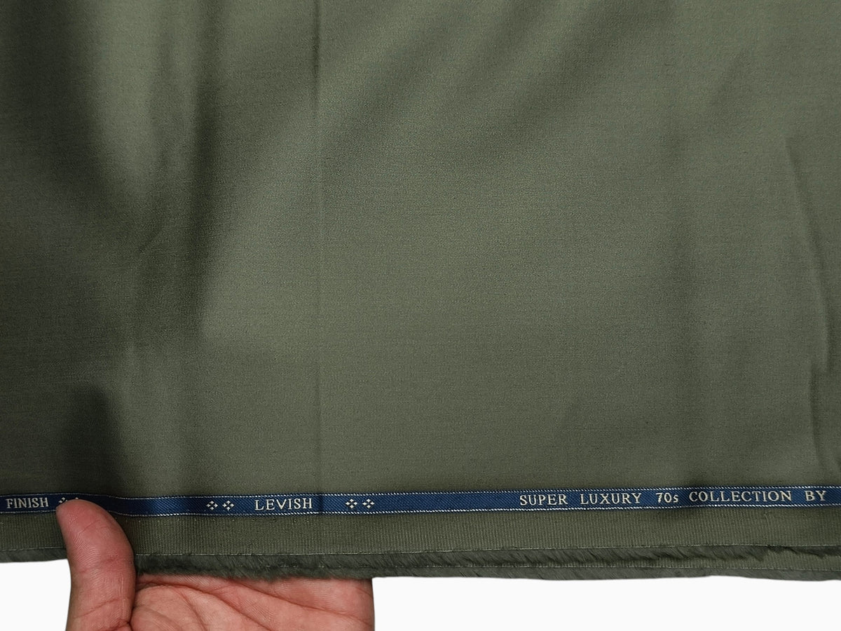 Giza Classé 70s 100% Giza Cotton Premium Shirting Fabric (Dark Olive Green, Plain)