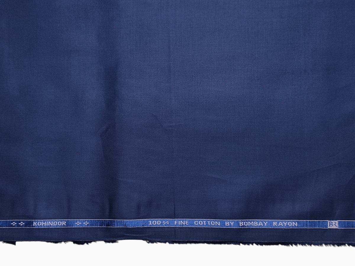 Bombay Rayon 100% Fine Cotton Premium Shirting Fabric (Navy Blue, Plain)