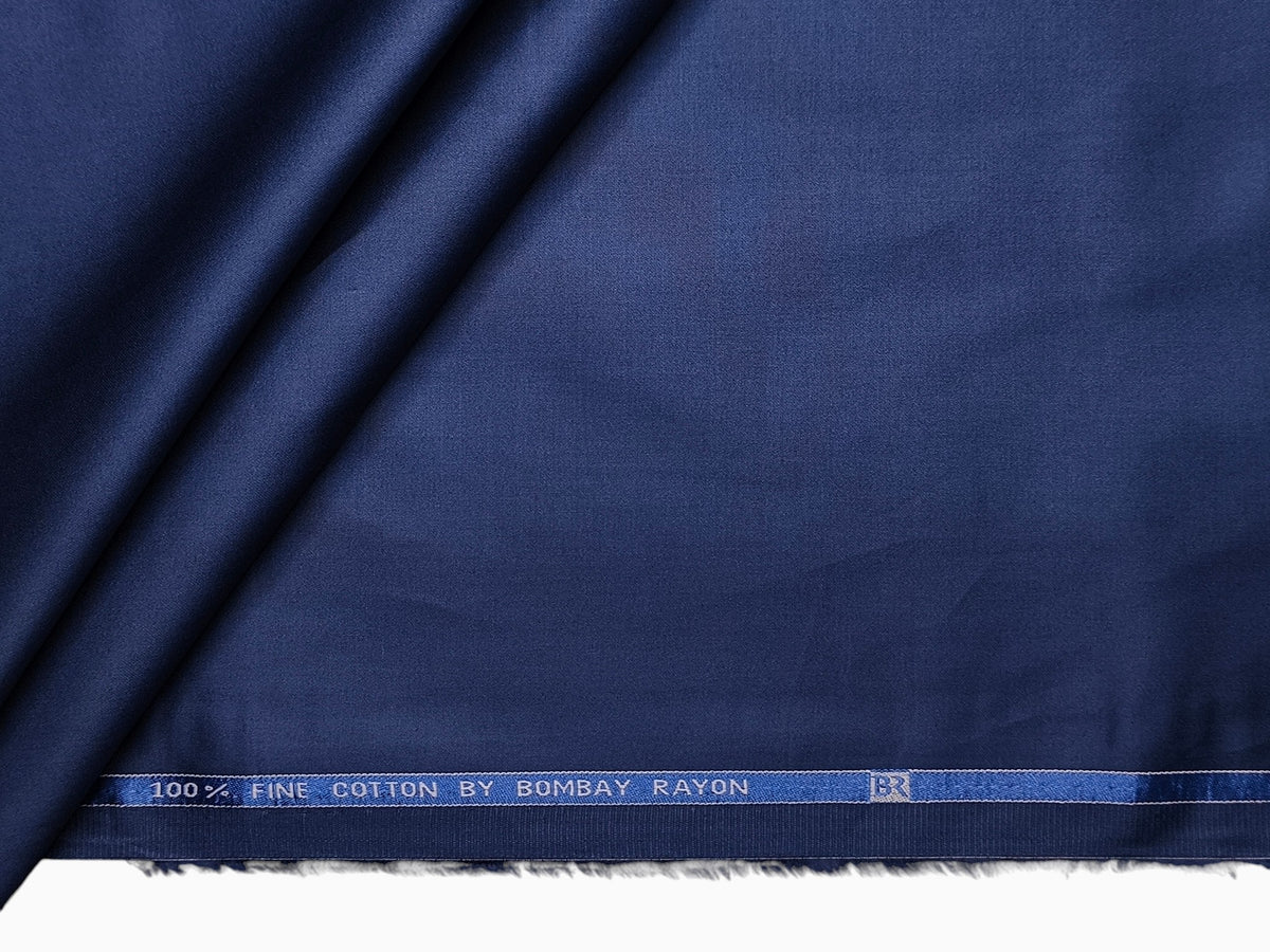 Bombay Rayon 100% Fine Cotton Premium Shirting Fabric (Navy Blue, Plain)