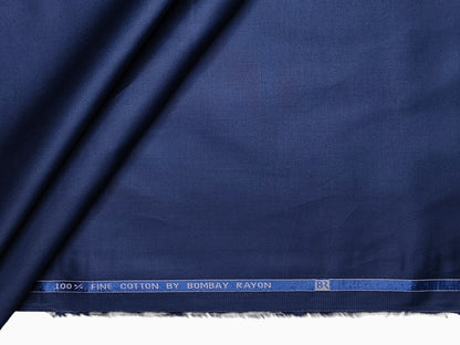 Bombay Rayon 100% Fine Cotton Premium Shirting Fabric (Navy Blue, Plain)