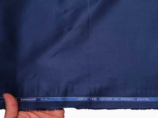 Bombay Rayon 100% Fine Cotton Premium Shirting Fabric (Navy Blue, Plain)