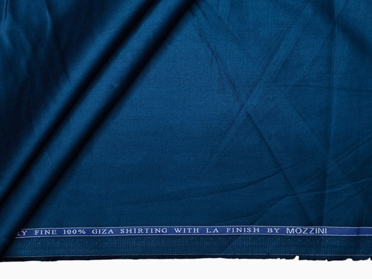 Mozzini 100% Giza Cotton Premium Shirting Fabric (Dark Teal Blue, Plain)