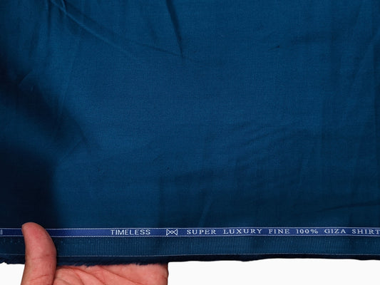 Mozzini 100% Giza Cotton Premium Shirting Fabric (Dark Teal Blue, Plain)