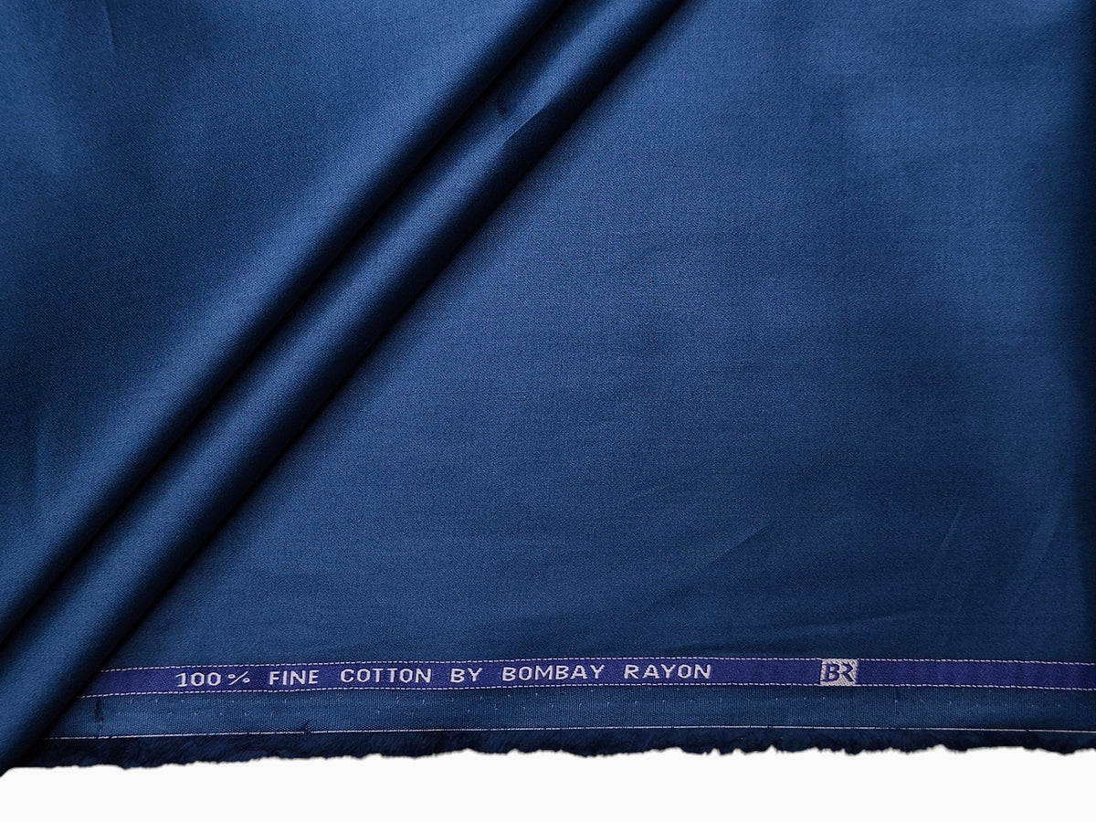 Bombay Rayon 100% Fine Cotton Premium Shirting Fabric (Royal Blue, Plain)