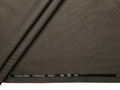 Cavalero Florence Italy Super 100s Merino Wool Blend Suiting Fabric (Olive Brown Plain)