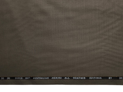 Cavalero Florence Italy Super 100s Merino Wool Blend Suiting Fabric (Olive Brown Plain)