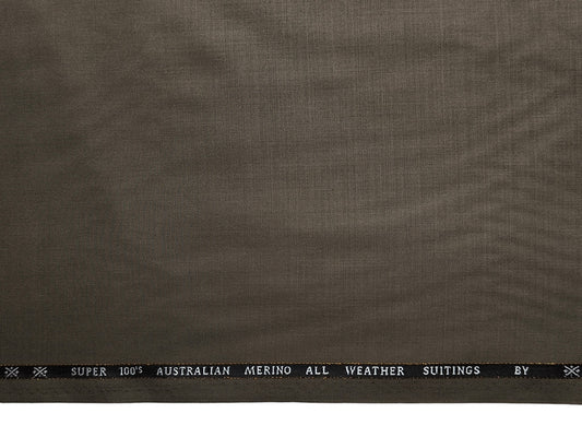 Cavalero Florence Italy Super 100s Merino Wool Blend Suiting Fabric (Olive Brown Plain)