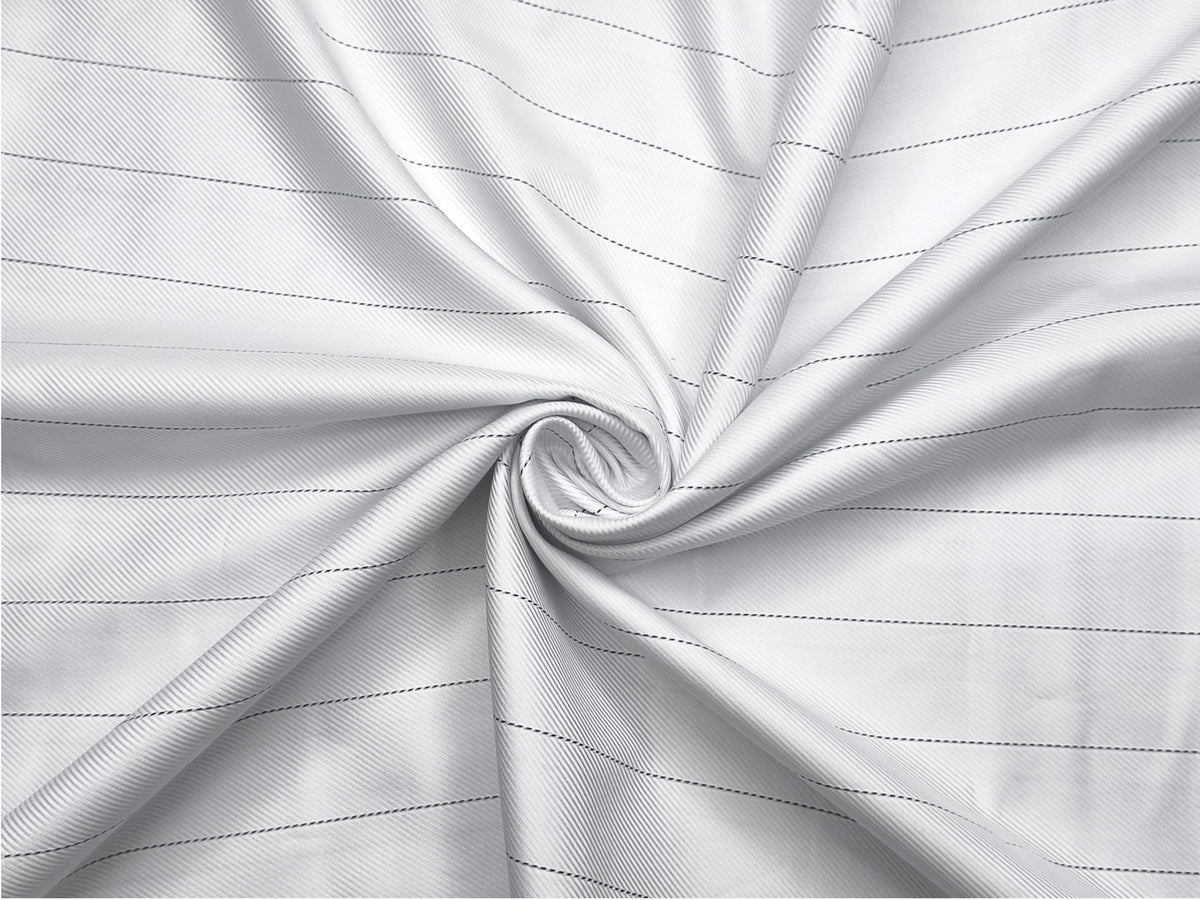 Vercelli Italy 2/100s Finest Supima Cotton Shirting Fabric (White & Black, Stripes)