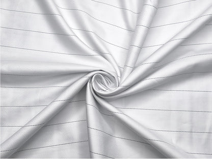 Vercelli Italy 2/100s Finest Supima Cotton Shirting Fabric (White & Black, Stripes)