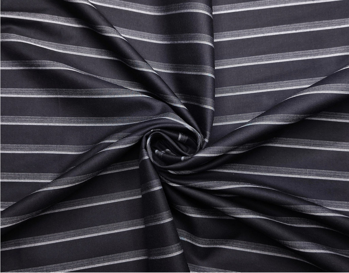 Vercelli Italy 2/100s Finest Supima Cotton Shirting Fabric (Black, Stripes)