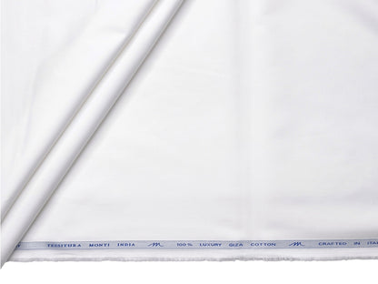 Tessitura Monti Single 100s Premium Giza Cotton Shirting Fabric (White , Plain)