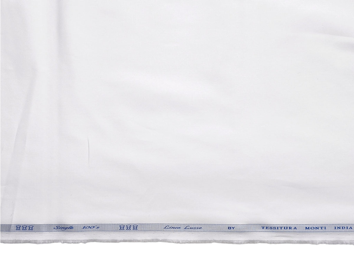 Tessitura Monti Single 100s Premium Giza Cotton Shirting Fabric (White , Plain)