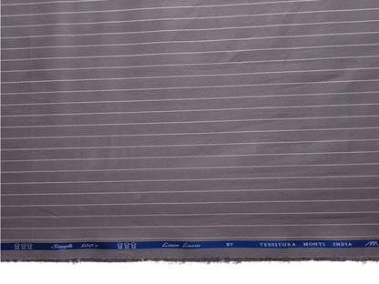 Tessitura Monti Single 100s Premium Giza Cotton Shirting Fabric (Steel Grey, Stripes)