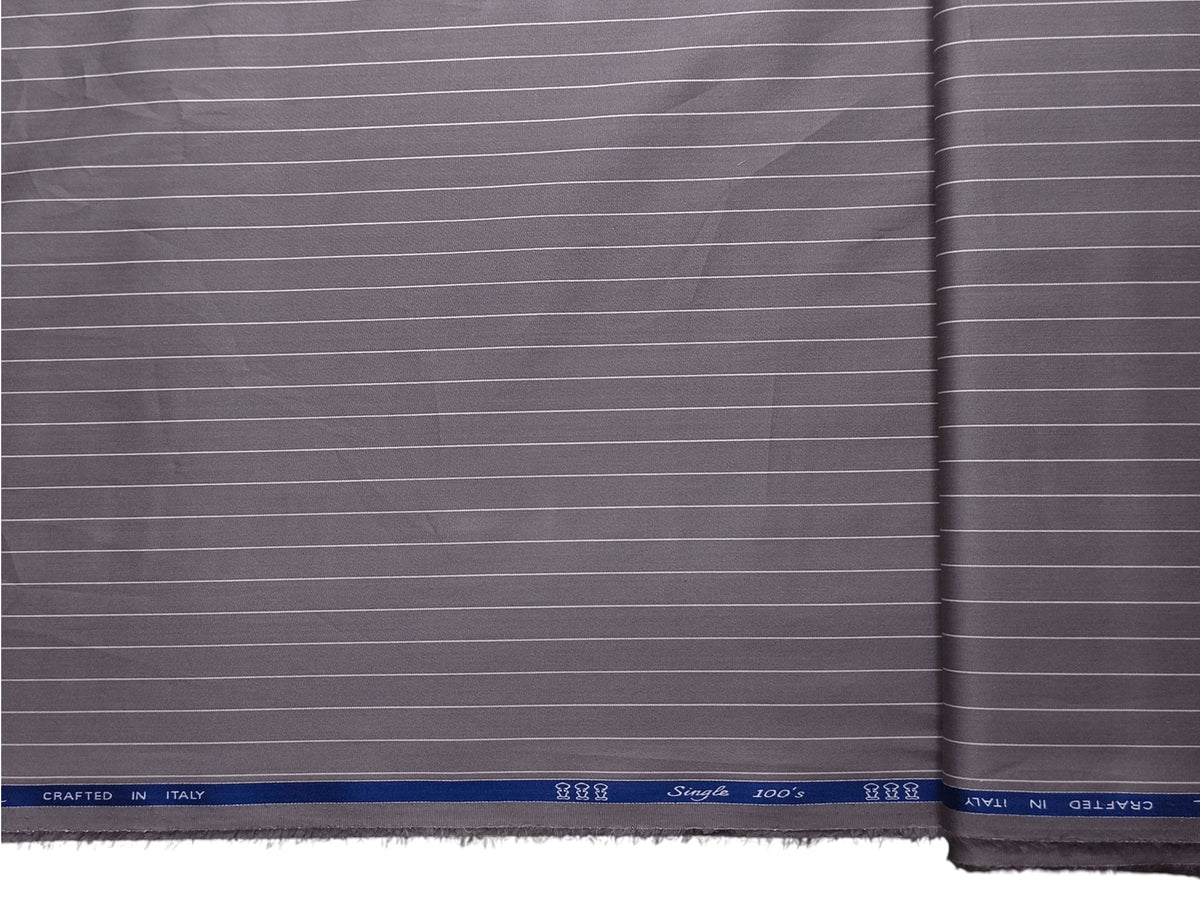 Tessitura Monti Single 100s Premium Giza Cotton Shirting Fabric (Steel Grey, Stripes)