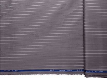 Tessitura Monti Single 100s Premium Giza Cotton Shirting Fabric (Steel Grey, Stripes)