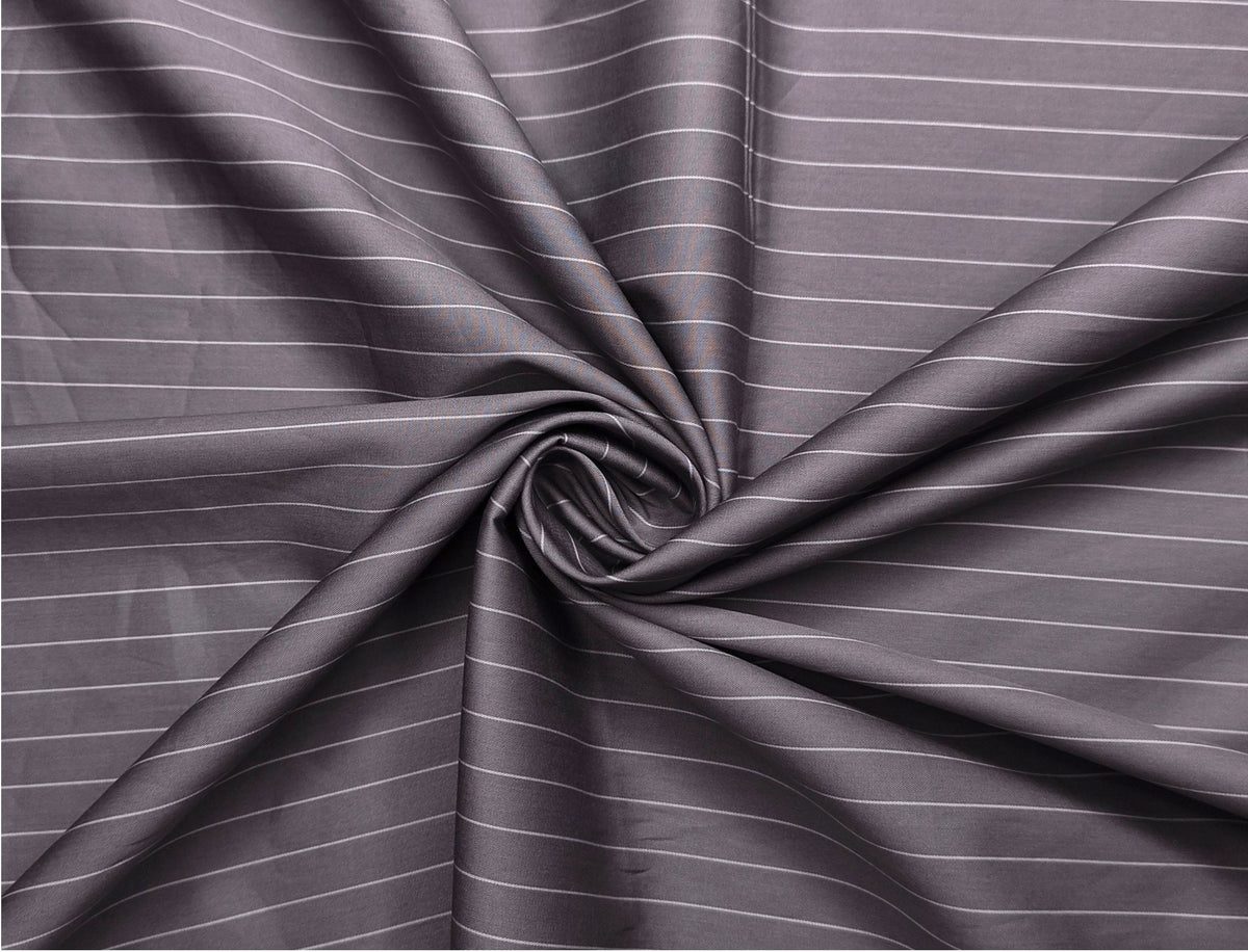 Tessitura Monti Single 100s Premium Giza Cotton Shirting Fabric (Steel Grey, Stripes)