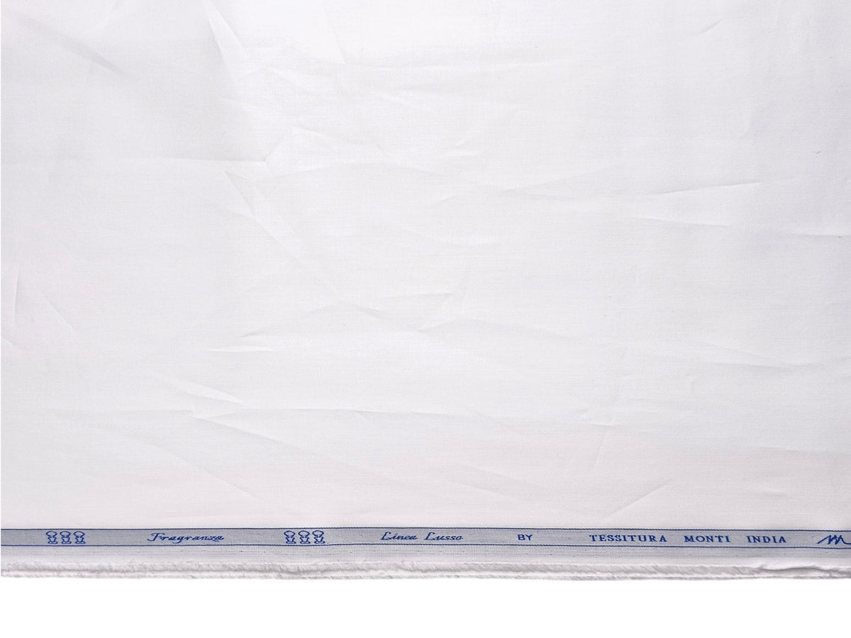 Tessitura Monti Fragrenza 100% Premium Giza Cotton Fragrance Infused Shirting Fabric (White, Plain)