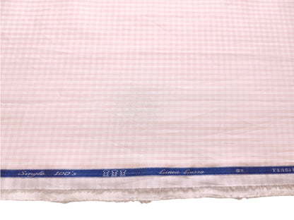 Tessitura Monti Single 100s Premium Giza Cotton Shirting Fabric (Light Pink , Checks)