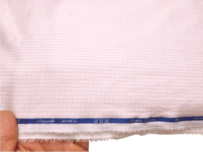 Tessitura Monti Single 100s Premium Giza Cotton Shirting Fabric (Light Pink , Checks)