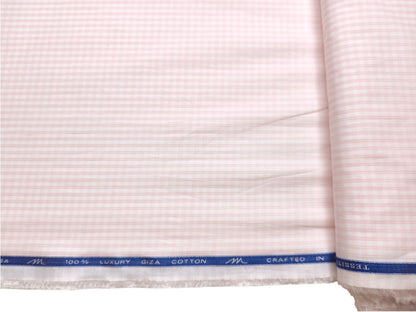 Tessitura Monti Single 100s Premium Giza Cotton Shirting Fabric (Light Pink , Checks)