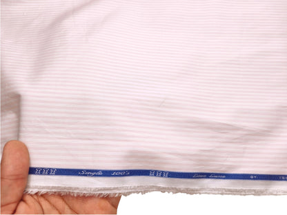 Tessitura Monti Single 100s Premium Giza Cotton Shirting Fabric (Light Pink , Stripes)