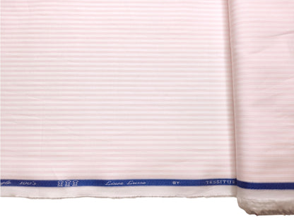 Tessitura Monti Single 100s Premium Giza Cotton Shirting Fabric (Light Pink , Stripes)