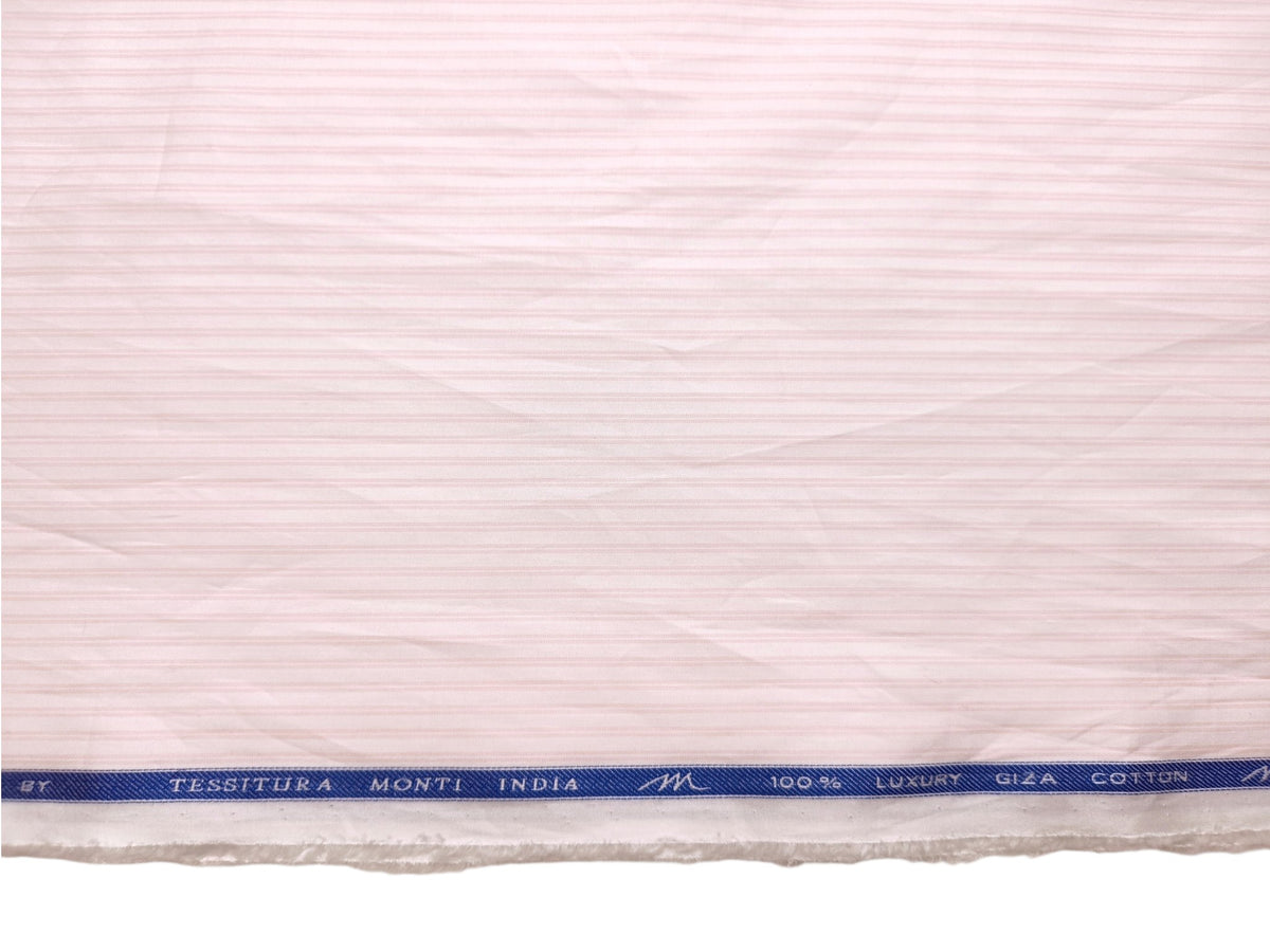Tessitura Monti Single 100s Premium Giza Cotton Shirting Fabric (Light Pink , Stripes)