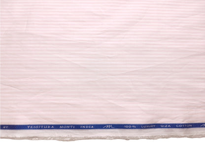 Tessitura Monti Single 100s Premium Giza Cotton Shirting Fabric (Light Pink , Stripes)
