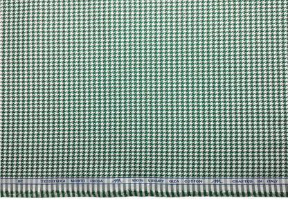 Tessitura Monti 100% Premium Giza Cotton Shirting Fabric (Green, Houndstooth Pattern)
