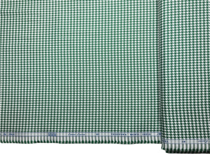 Tessitura Monti 100% Premium Giza Cotton Shirting Fabric (Green, Houndstooth Pattern)