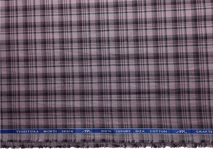 Tessitura Monti 100% Premium Giza Cotton Shirting Fabric (Wine, Multichecks)