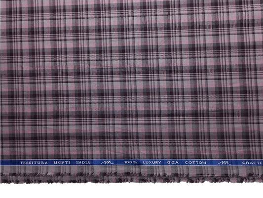 Tessitura Monti 100% Premium Giza Cotton Shirting Fabric (Wine, Multichecks)