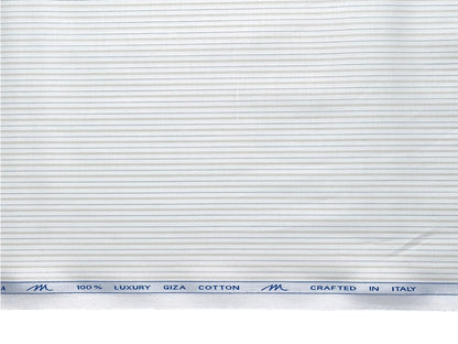 Tessitura Monti 100% Premium Giza Cotton Shirting Fabric (White , Beige & Brown, Stripes)