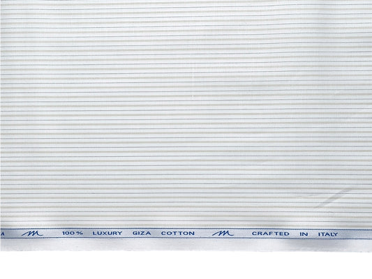 Tessitura Monti 100% Premium Giza Cotton Shirting Fabric (White , Beige & Brown, Stripes)