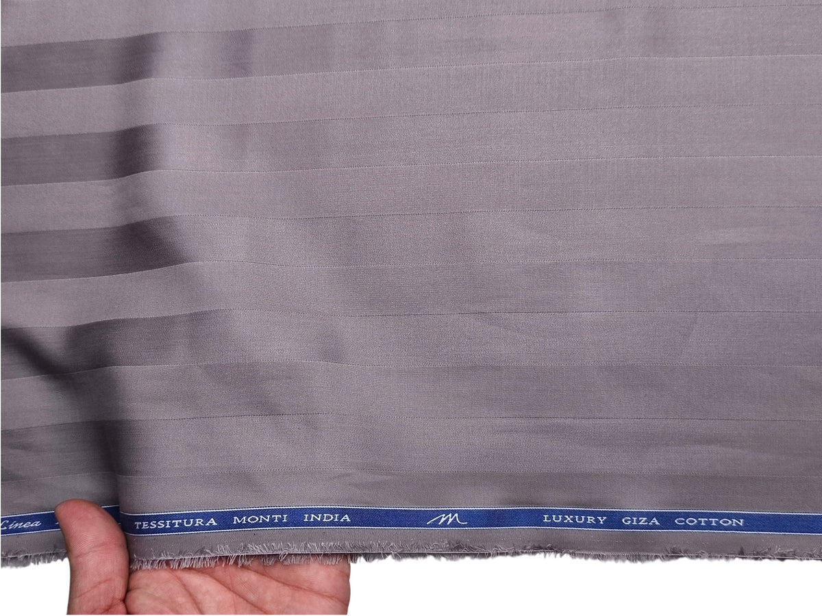 Tessitura Monti Eco Flow Premium Tencel Shirting Fabric (Violet Grey, Stripes)