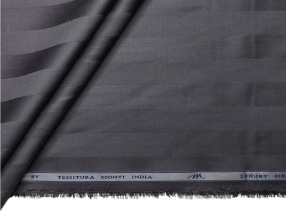 Tessitura Monti Eco Flow Premium Tencel Shirting Fabric (Steel Grey, Stripes)