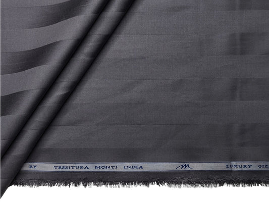 Tessitura Monti Eco Flow Premium Tencel Shirting Fabric (Steel Grey, Stripes)