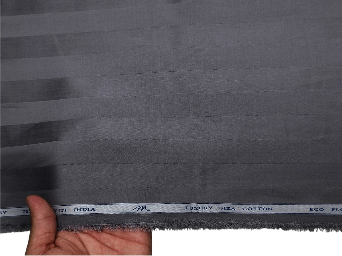 Tessitura Monti Eco Flow Premium Tencel Shirting Fabric (Steel Grey, Stripes)